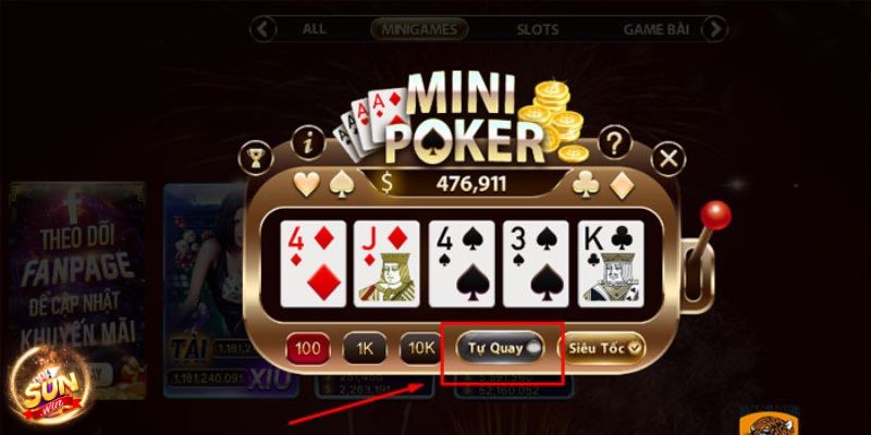 Thao tác chơi game mini poker cho người mới bắt đầu